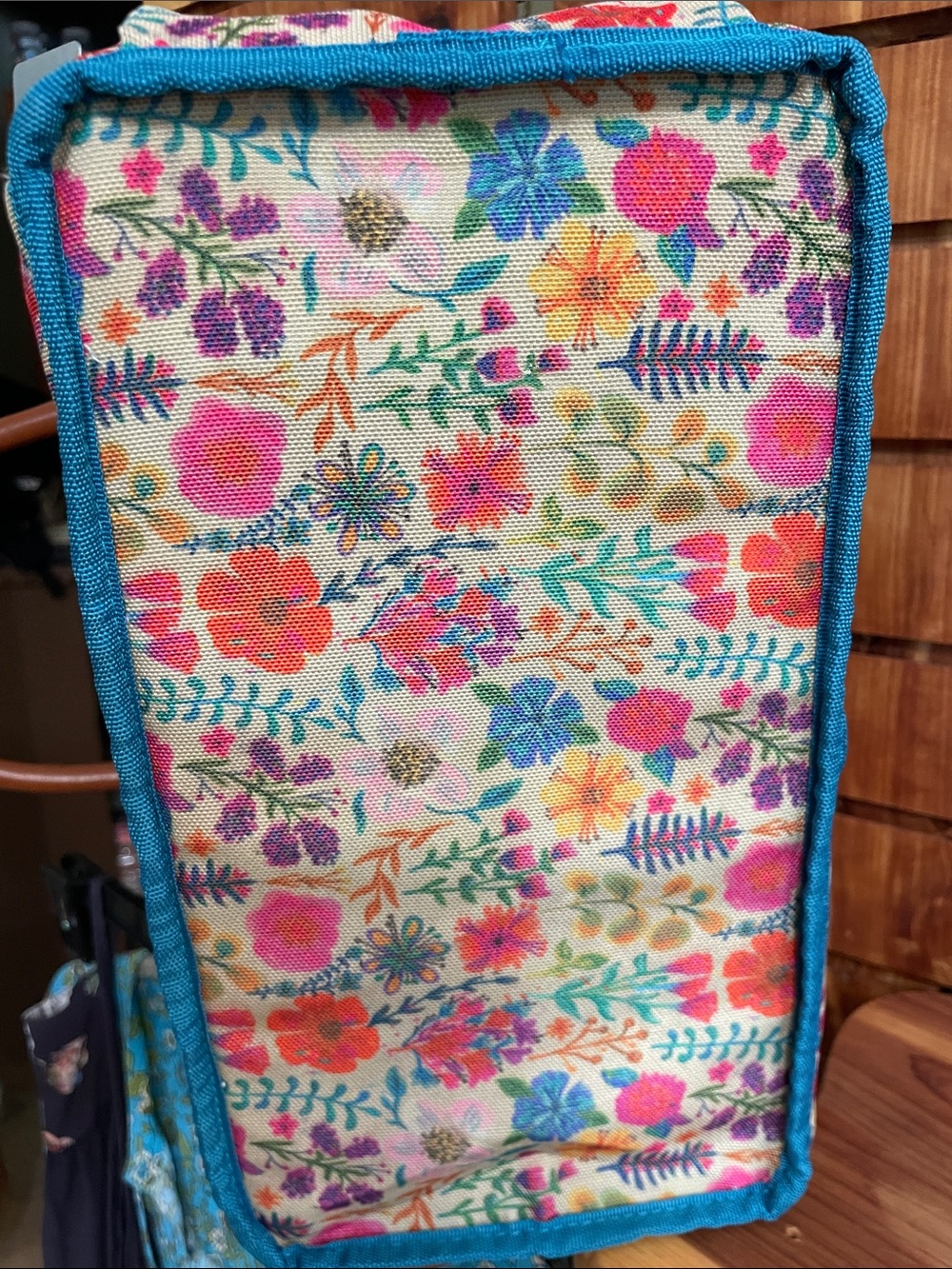 NATURAL LIFE Mimi Tote Floral Utility Tote Organizer Caddy - Teal Trim - Picture 15 of 16